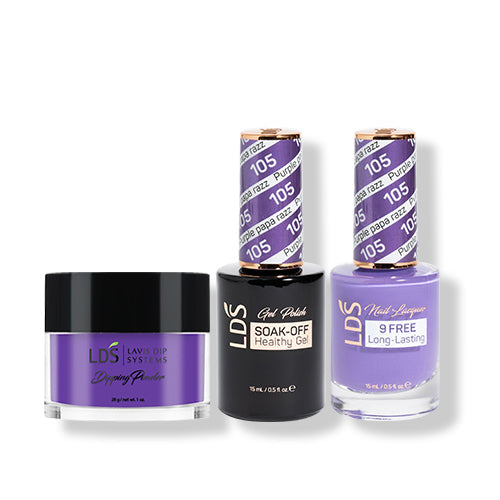 LDS 3 in 1 - 105 Purple Papa Razzi - Dip (1oz), Gel & Lacquer Matching