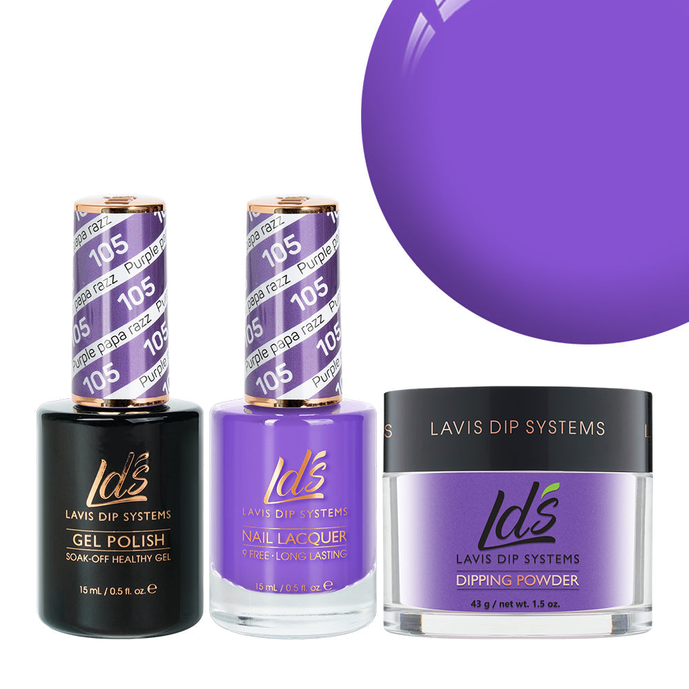 LDS 3 in 1 - 105 Purple Papa Razzi - Dip (1.5oz), Gel & Lacquer Matching