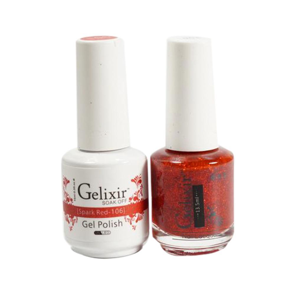  Gelixir Gel Nail Polish Duo - 106 Glitter Red Colors - Spark Red by Gelixir sold by DTK Nail Supply