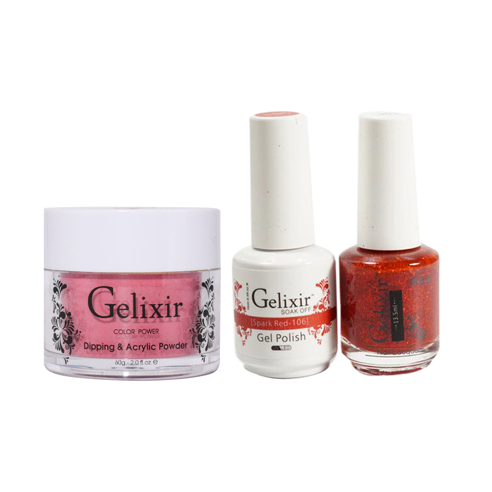 Gelixir 3 in 1 - 106 Spark Red - Acrylic & Dip Powder, Gel & Lacquer