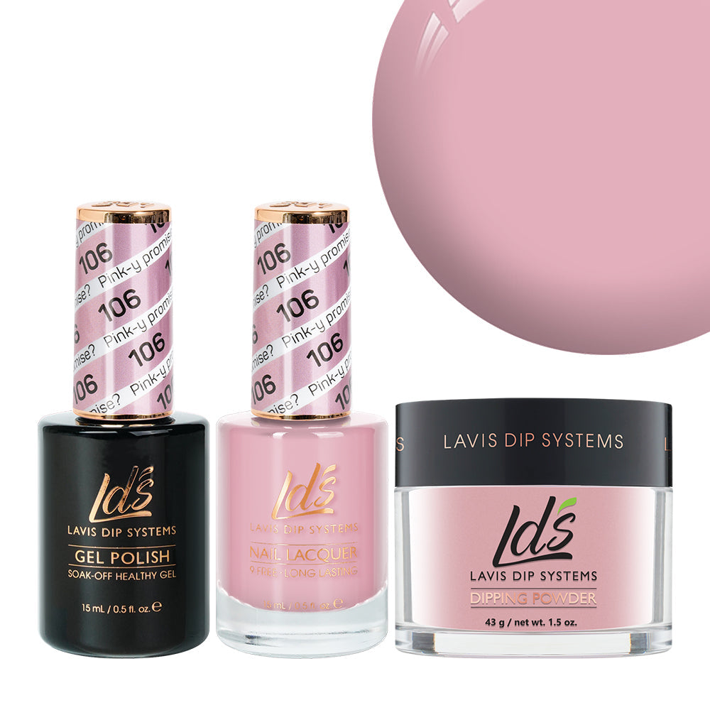LDS 3 in 1 - 106 Pink-Y Promise? - Dip (1.5oz), Gel & Lacquer Matching