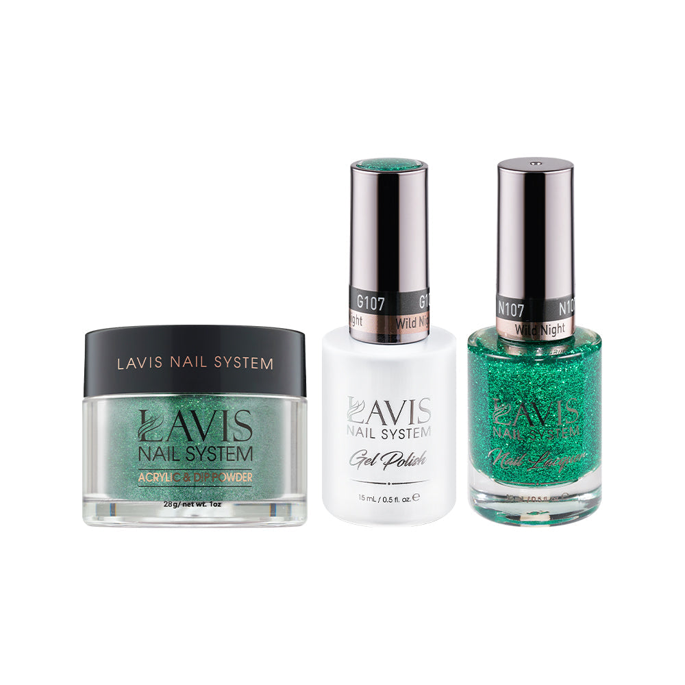 LAVIS 3 in 1 - 107 Wild Night - Acrylic & Dip Powder (1oz), Gel & Lacquer