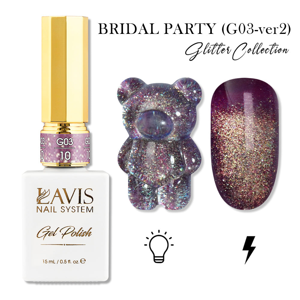 LAVIS 10 (G03-ver2) - Gel Polish 0.5 oz - Bridal Party Glitter Collection