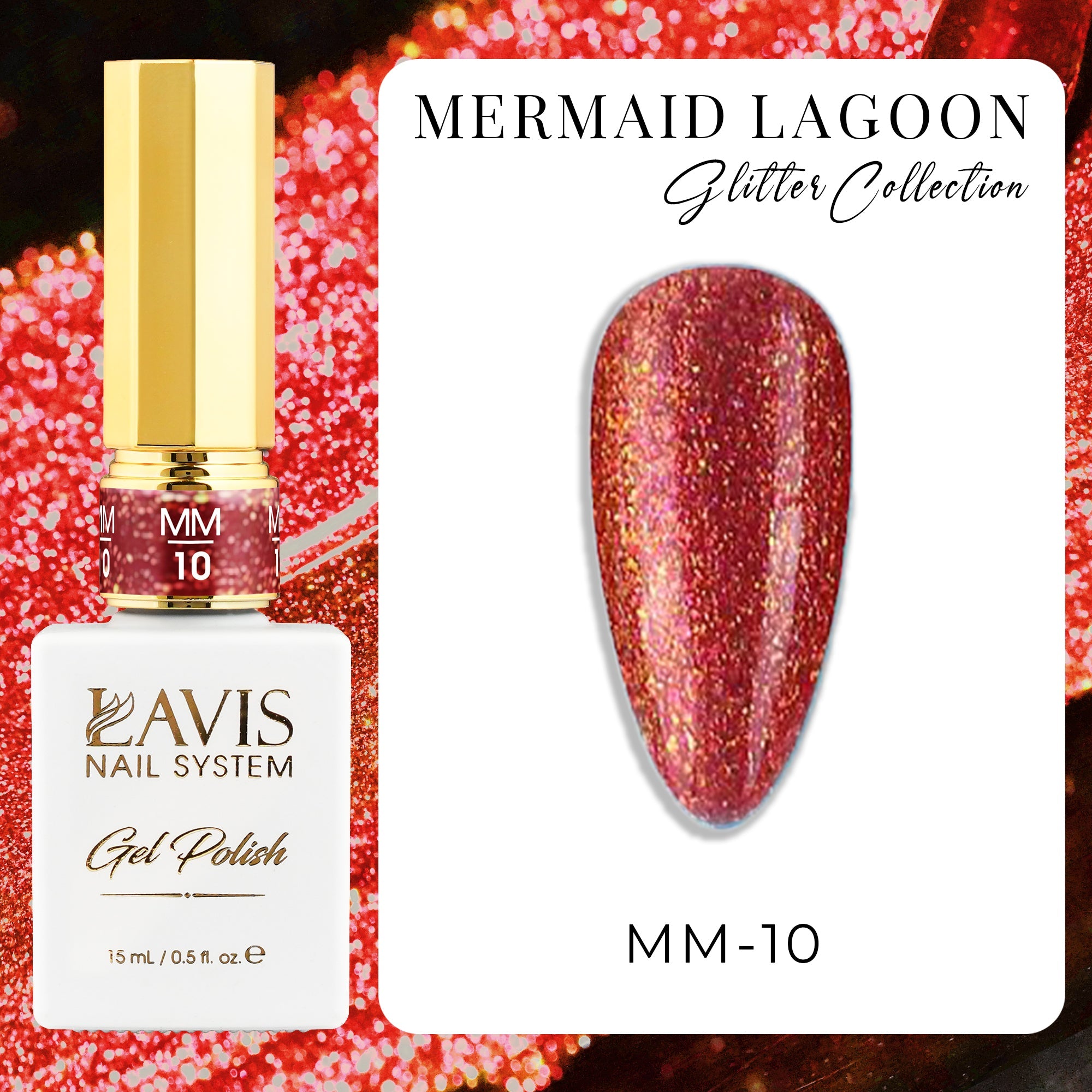 LAVIS MM10 - Gel Polish 0.5oz - Mermaid Lagoon Glitter Collection