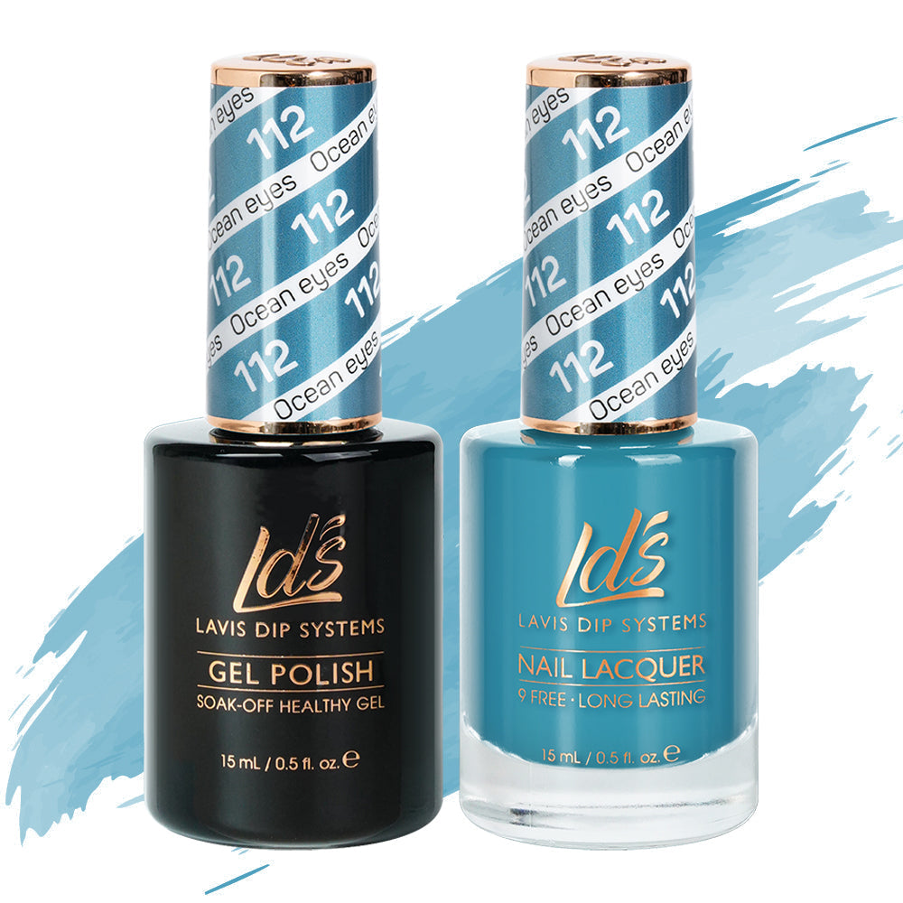 LDS 112 Ocean Eyes - LDS Healthy Gel Polish & Matching Nail Lacquer Duo Set - 0.5oz