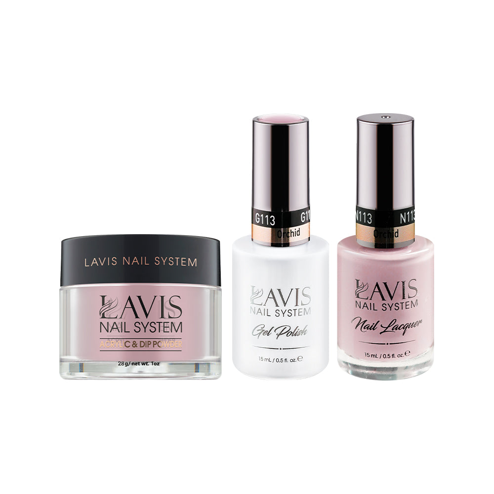 LAVIS 3 in 1 - 113 Orchid - Acrylic & Dip Powder (1oz), Gel & Lacquer