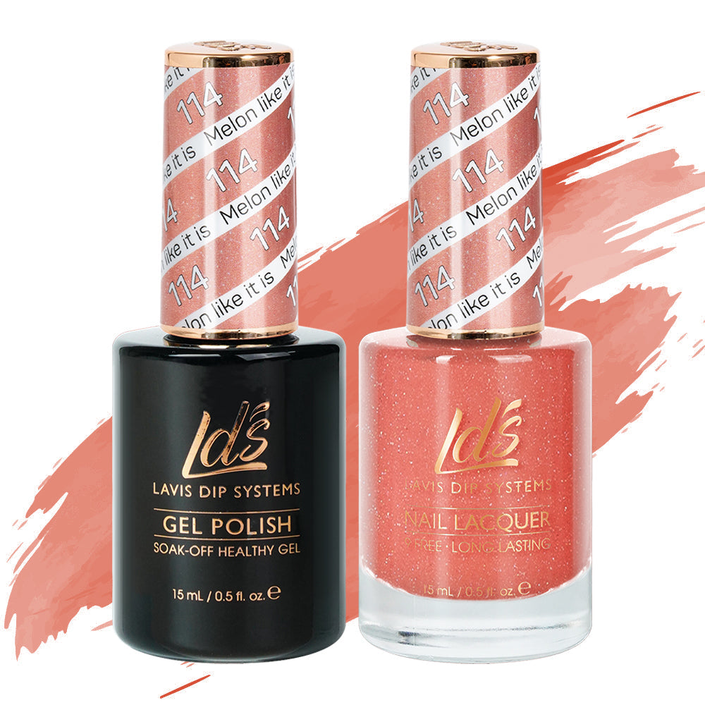 LDS 114 Melon Like It Is - LDS Healthy Gel Polish & Matching Nail Lacquer Duo Set - 0.5oz