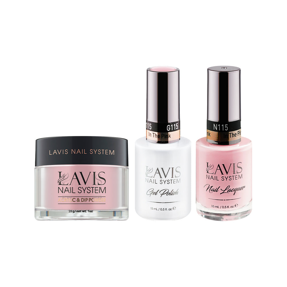 LAVIS 3 in 1 - 115 In The Pink - Acrylic & Dip Powder (1oz), Gel & Lacquer