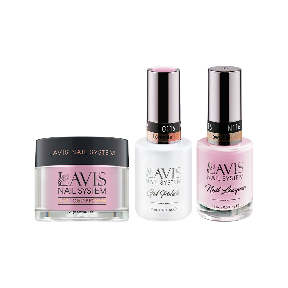 LAVIS 3 in 1 - 116 Loveable - Acrylic & Dip Powder (1oz), Gel & Lacquer