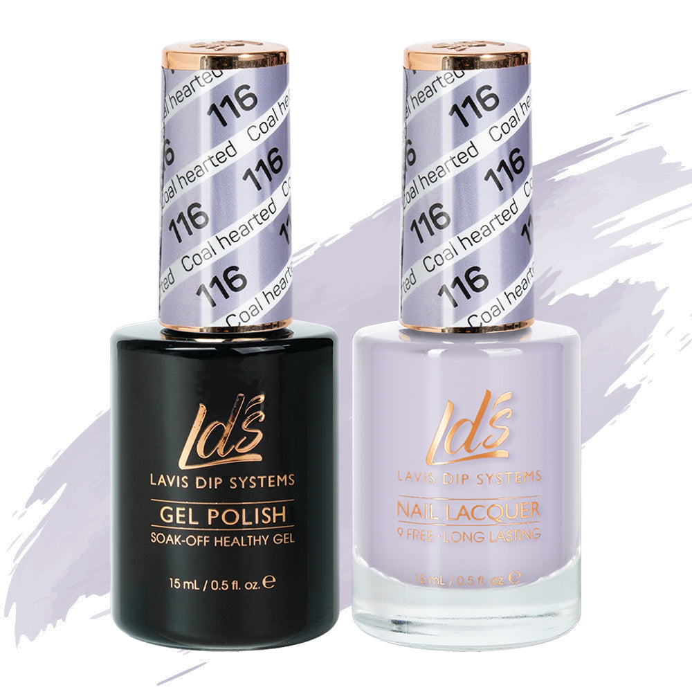 LDS 116 Coal Hearted - LDS Healthy Gel Polish & Matching Nail Lacquer Duo Set - 0.5oz