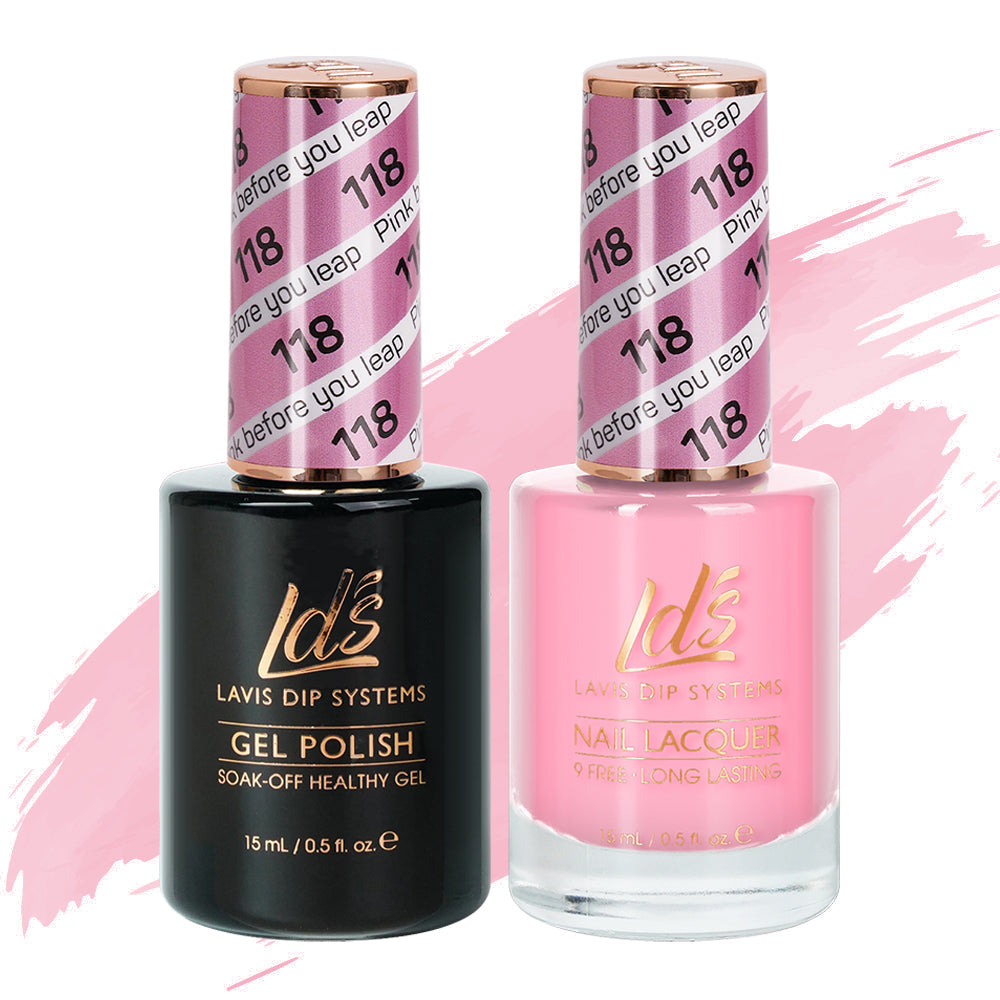 LDS 118 Pink Before You Leap - LDS Healthy Gel Polish & Matching Nail Lacquer Duo Set - 0.5oz