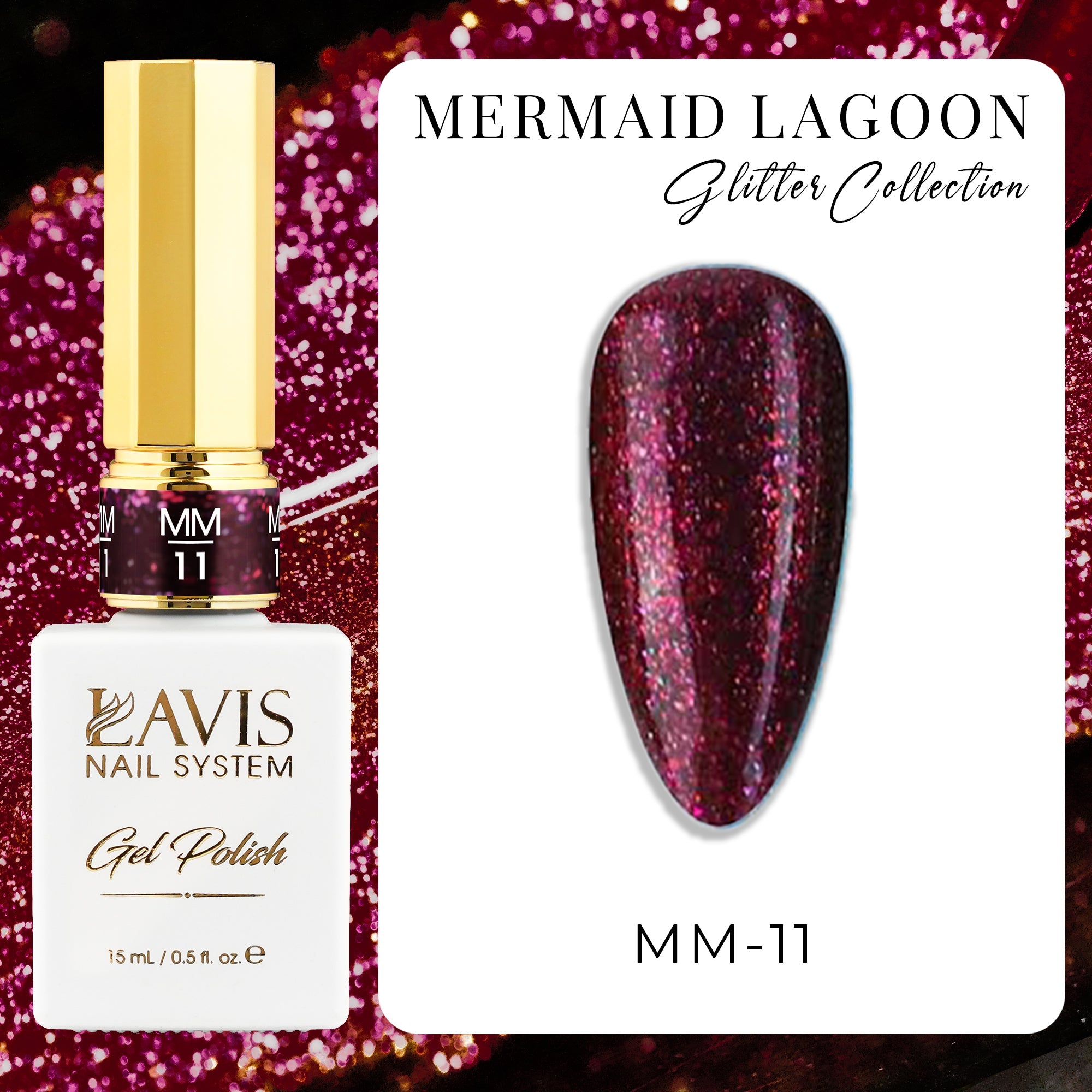 LAVIS MM11 - Gel Polish 0.5oz - Mermaid Lagoon Glitter Collection