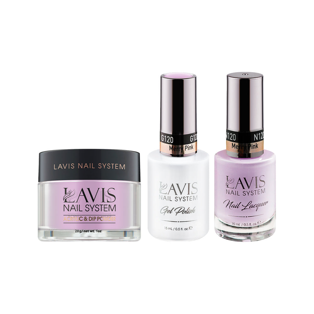 LAVIS 3 in 1 - 120 Merry Pink - Acrylic & Dip Powder (1oz), Gel & Lacquer