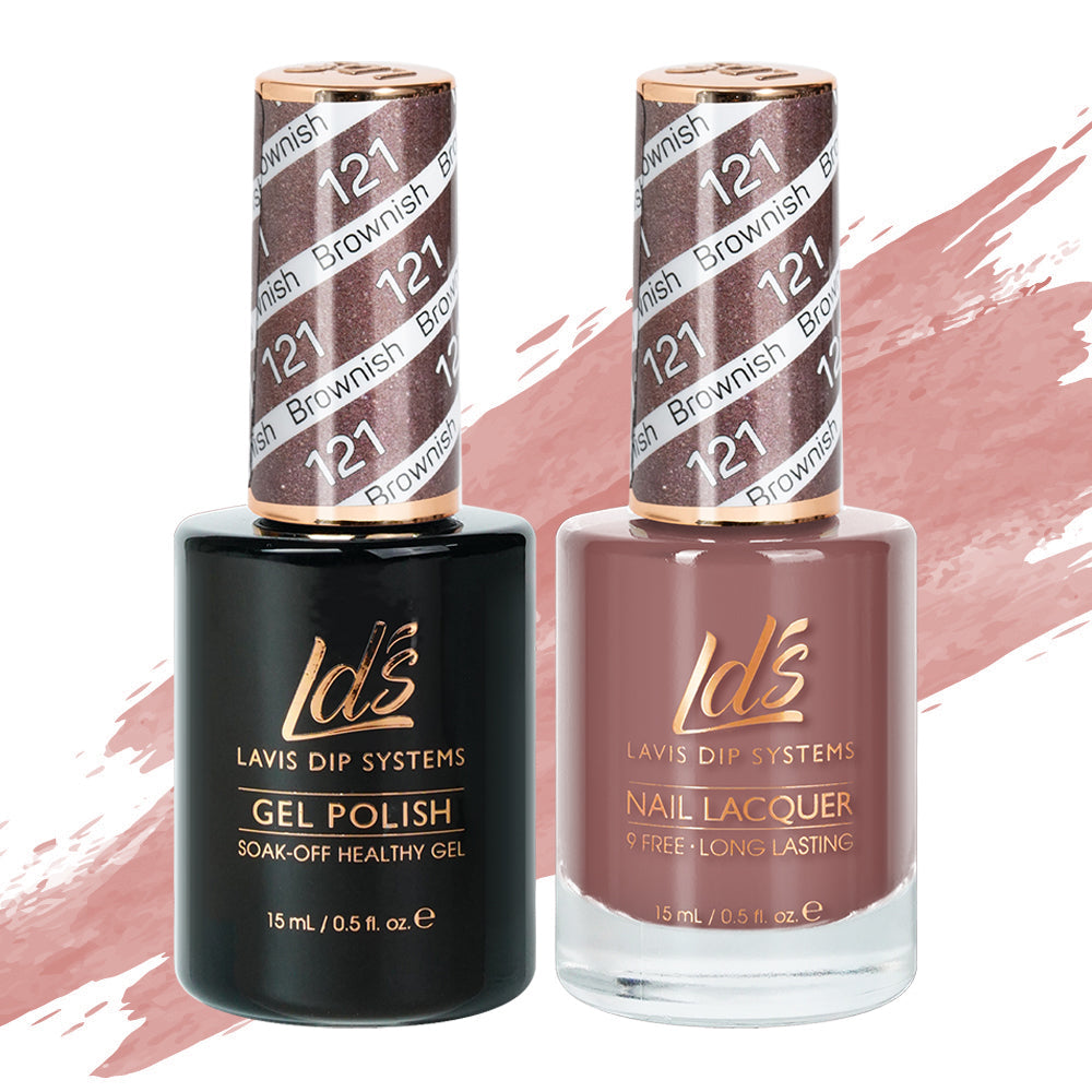 LDS 121 Brownish - LDS Healthy Gel Polish & Matching Nail Lacquer Duo Set - 0.5oz