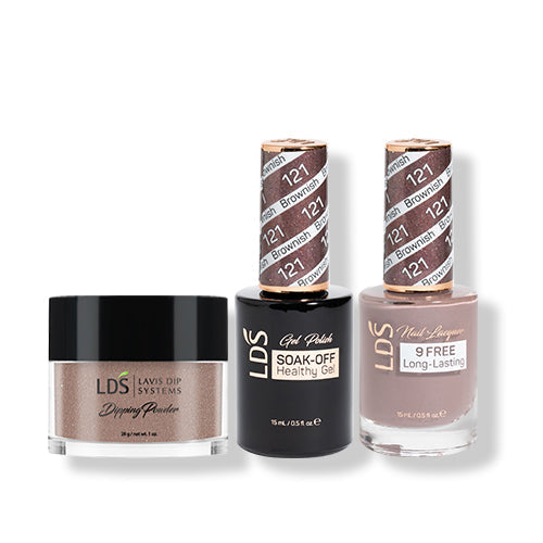 LDS 3 in 1 - 121 Brownish - Dip (1oz), Gel & Lacquer Matching