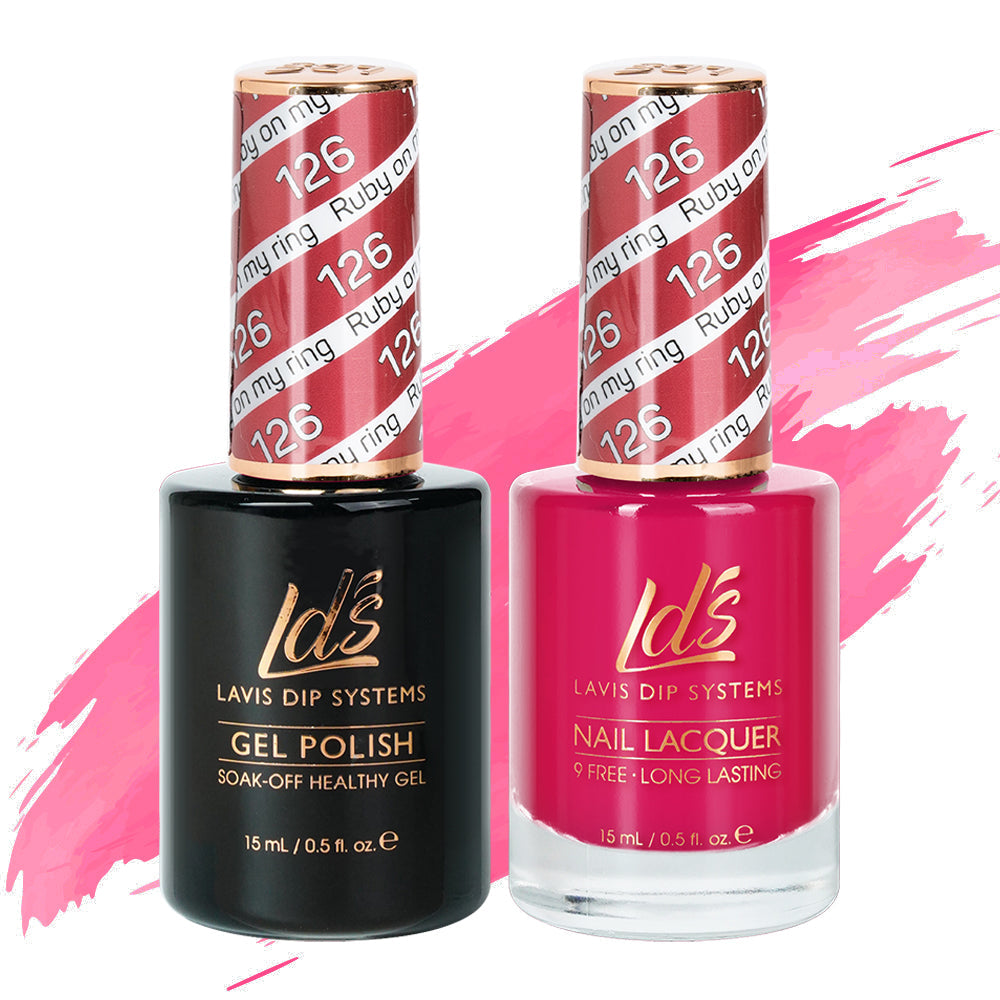 LDS 126 Ruby On My Ring - LDS Healthy Gel Polish & Matching Nail Lacquer Duo Set - 0.5oz
