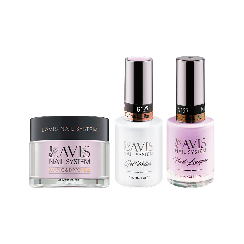 LAVIS 3 in 1 - 127 Euphoric Lilac - Acrylic & Dip Powder (1oz), Gel & Lacquer