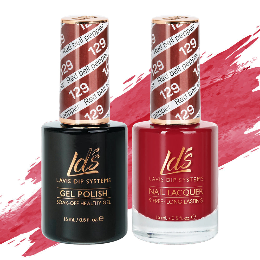 LDS 129 Red Bell Pepper - LDS Healthy Gel Polish & Matching Nail Lacquer Duo Set - 0.5oz