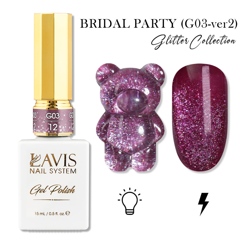 LAVIS 12 (G03-ver2) - Gel Polish 0.5 oz - Bridal Party Glitter Collection