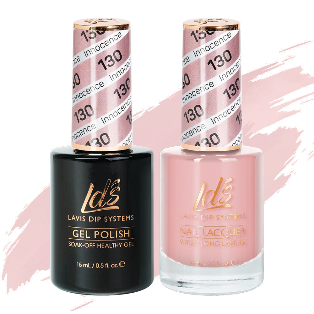 LDS 130 Innocence - LDS Healthy Gel Polish & Matching Nail Lacquer Duo Set - 0.5oz