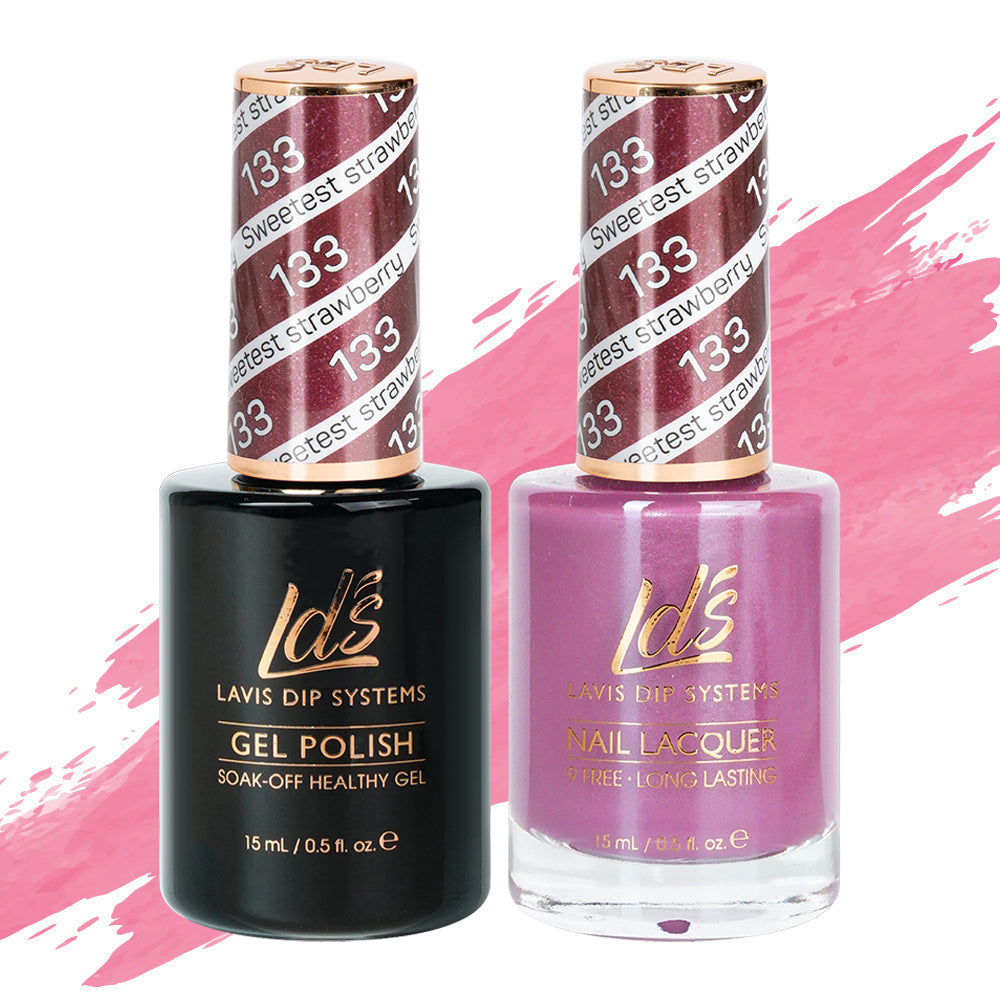 LDS 133 Sweetest Straberry - LDS Healthy Gel Polish & Matching Nail Lacquer Duo Set - 0.5oz