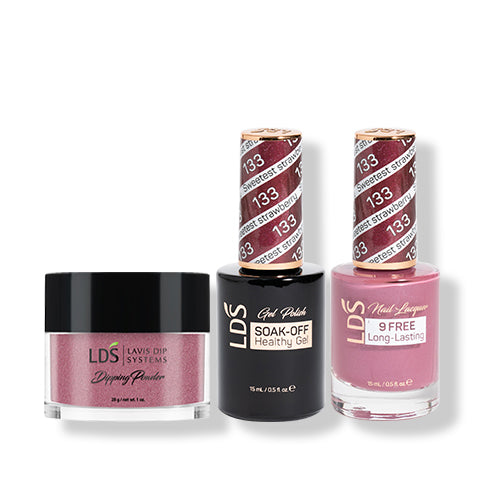 LDS 3 in 1 - 133 Sweetest Strawberry - Dip (1oz), Gel & Lacquer Matching