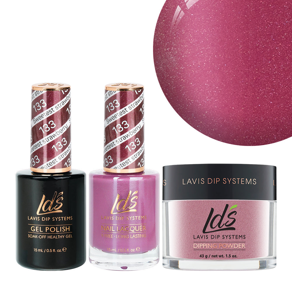 LDS 3 in 1 - 133 Sweetest Strawberry - Dip (1.5oz), Gel & Lacquer Matching