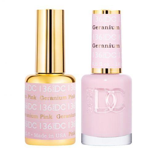 DND DC Gel Nail Polish Duo - 136 Pink, Neutral Colors - Geranium Pink