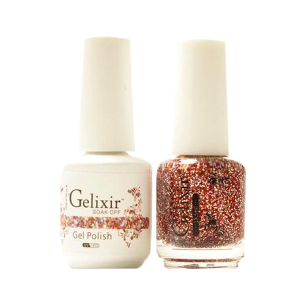  Gelixir Gel Nail Polish Duo - 137 Red Glitter Multi Colors by Gelixir sold by DTK Nail Supply