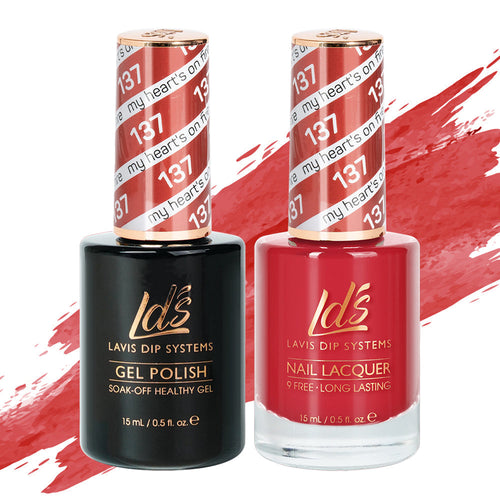 LDS 137 My Heart's On Fire - LDS Healthy Gel Polish & Matching Nail Lacquer Duo Set - 0.5oz