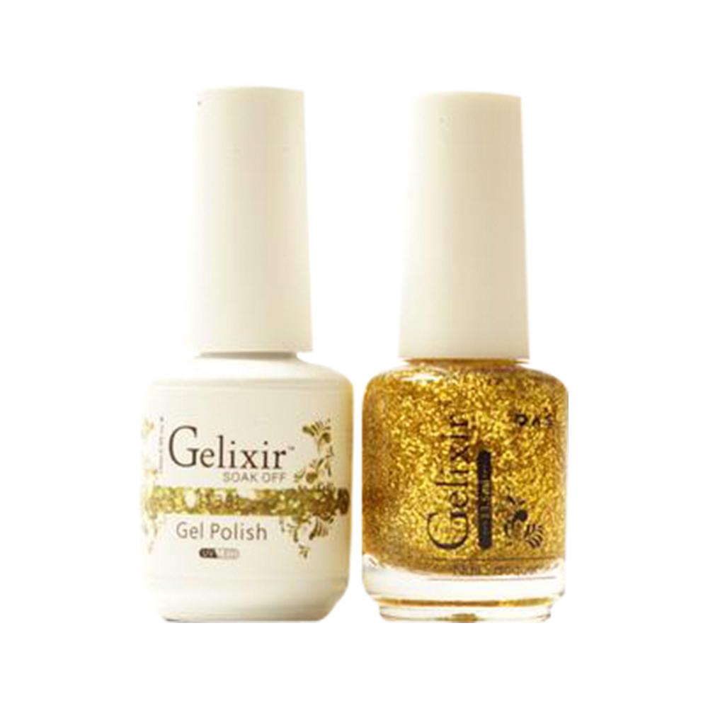  Gelixir Gel Nail Polish Duo - 138 Gold Glitter Colors by Gelixir sold by DTK Nail Supply