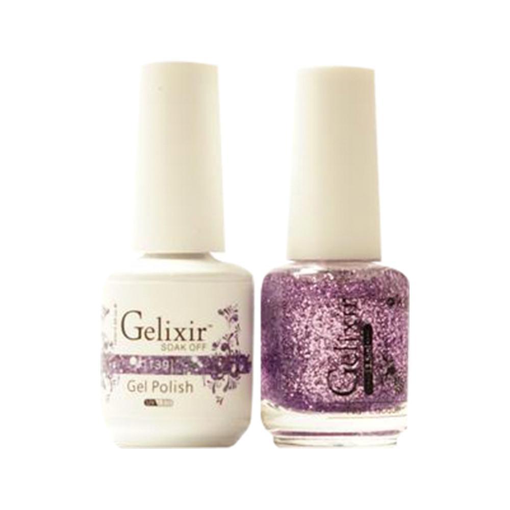  Gelixir Gel Nail Polish Duo - 139 Purple Glitter Colors by Gelixir sold by DTK Nail Supply