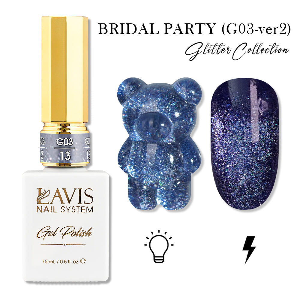 LAVIS 13 (G03-ver2) - Gel Polish 0.5 oz - Bridal Party Glitter Collection