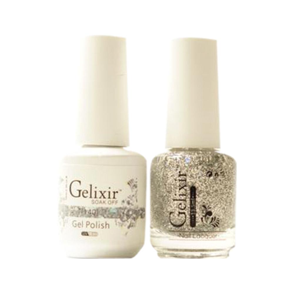  Gelixir Gel Nail Polish Duo - 140 Silver Glitter Colors by Gelixir sold by DTK Nail Supply