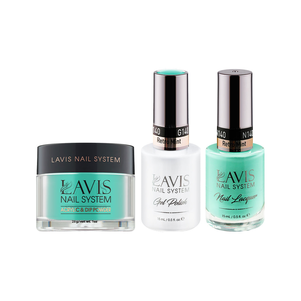 LAVIS 3 in 1 - 140 Retro Mint - Acrylic & Dip Powder (1oz), Gel & Lacquer