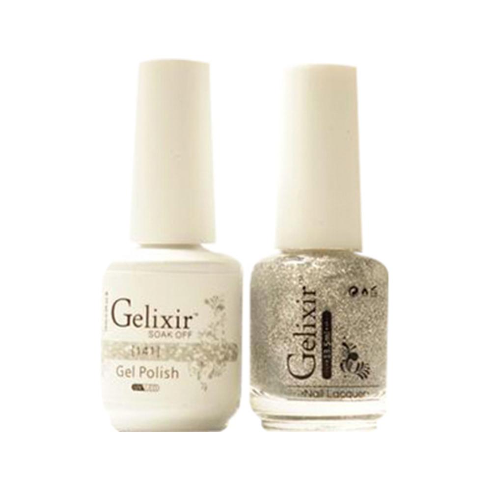  Gelixir Gel Nail Polish Duo - 141 Clear Glitter Silver Colors by Gelixir sold by DTK Nail Supply