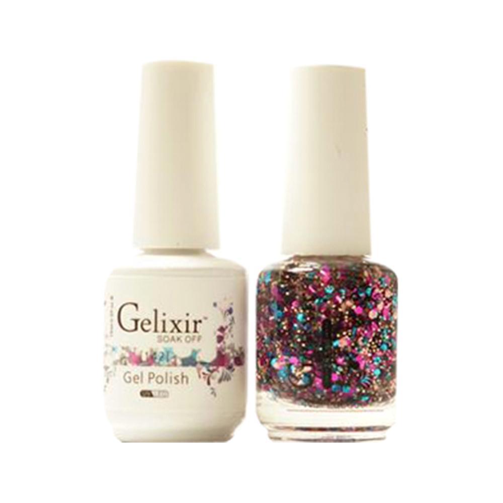  Gelixir Gel Nail Polish Duo - 142 Multi Glitter Colors by Gelixir sold by DTK Nail Supply