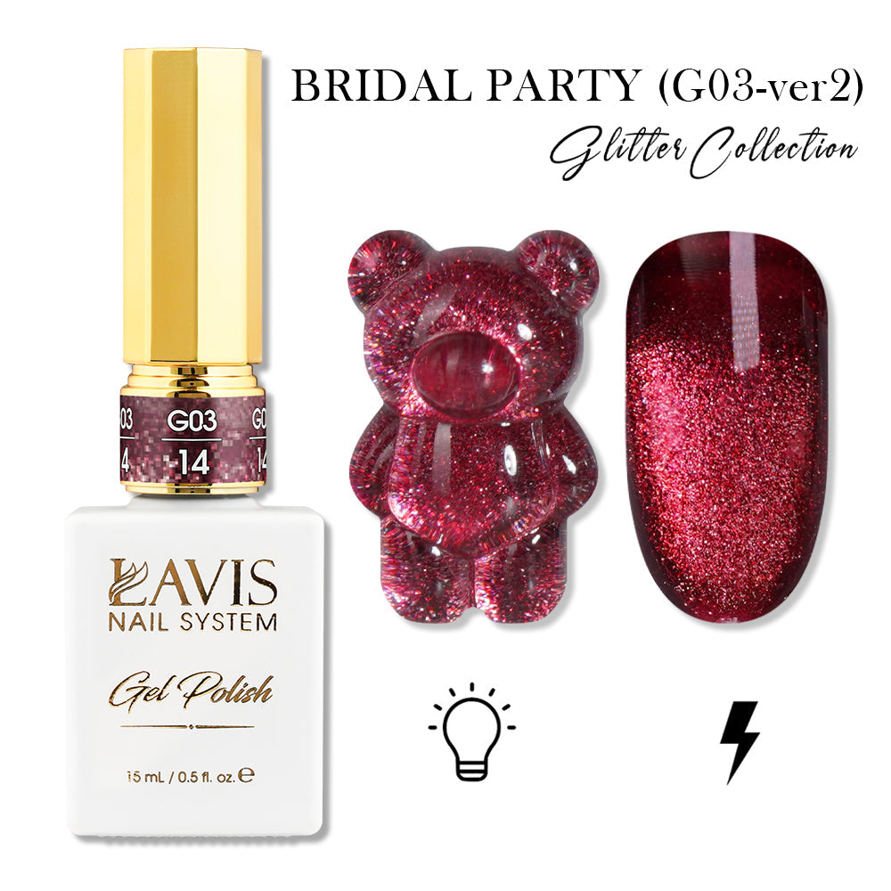 LAVIS 14 (G03-ver2) - Gel Polish 0.5 oz - Bridal Party Glitter Collection