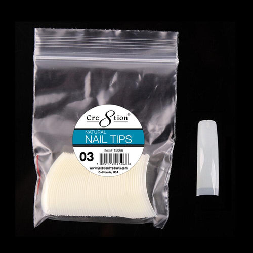  Cre8tion Nail Tips - 15066 - Natural Size 03: 50pcs/bag by Cre8tion sold by DTK Nail Supply
