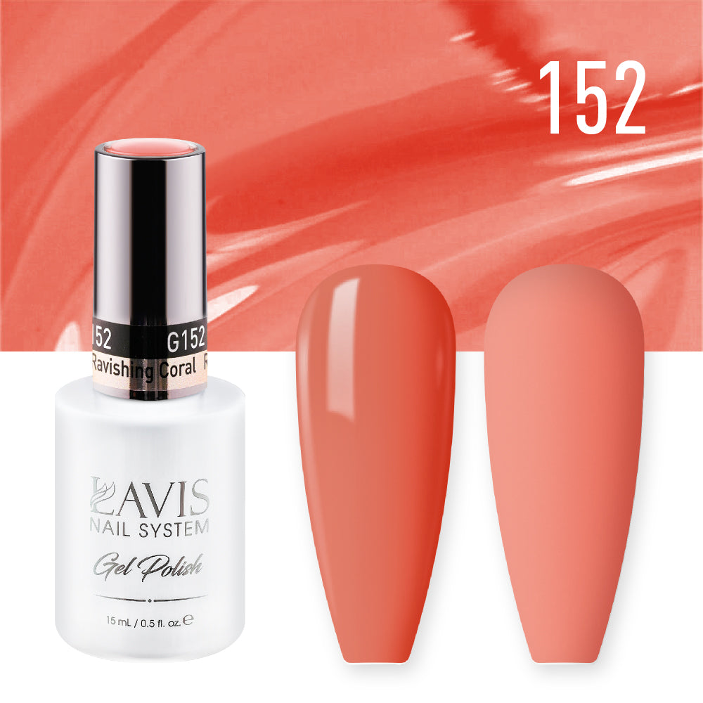 LAVIS 152 Ravishing Coral - Gel Polish & Matching Nail Lacquer Duo Set - 0.5oz