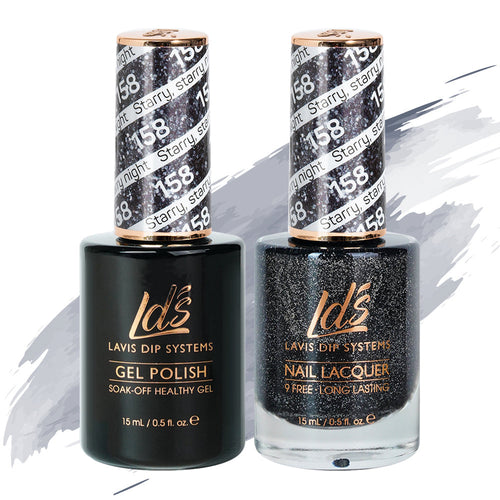LDS 158 Starry, Starry Night - LDS Healthy Gel Polish & Matching Nail Lacquer Duo Set - 0.5oz