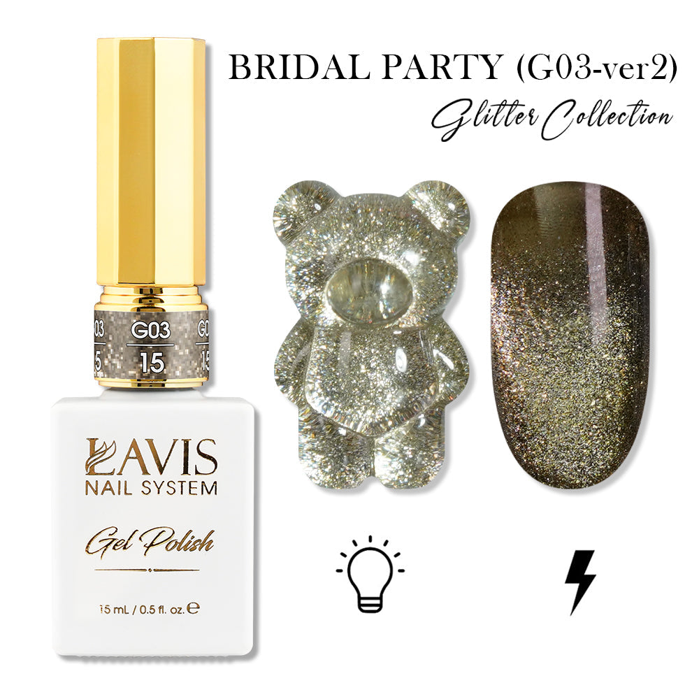 LAVIS Set 24 (G03-ver2) - Gel Polish 0.5 oz - Bridal Party Glitter Collection