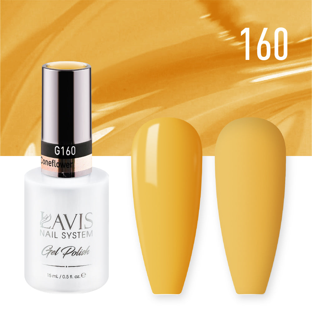 LAVIS 160 Yellow Coneflower - Gel Polish & Matching Nail Lacquer Duo Set - 0.5oz