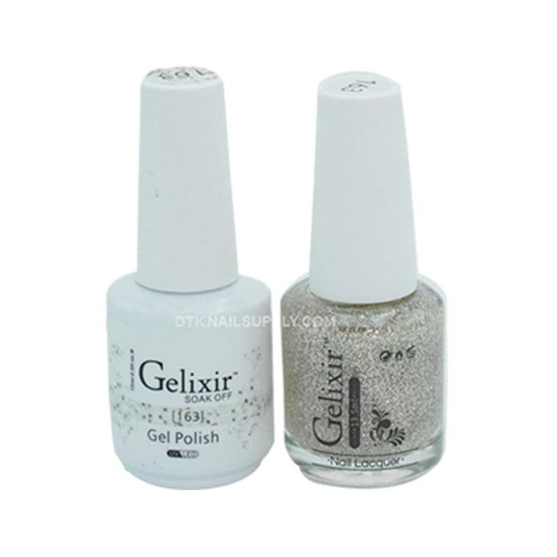  Gelixir Gel Nail Polish Duo - 163 Silver Glitter Colors by Gelixir sold by DTK Nail Supply