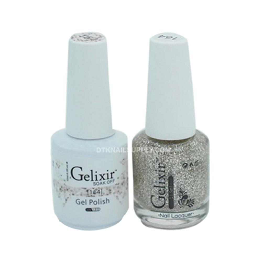  Gelixir Gel Nail Polish Duo - 164 Silver Glitter Colors by Gelixir sold by DTK Nail Supply