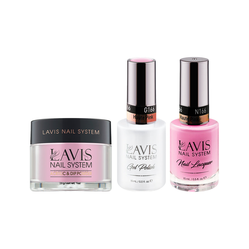 LAVIS 3 in 1 - 166 Haute Pink - Acrylic & Dip Powder (1oz), Gel & Lacquer