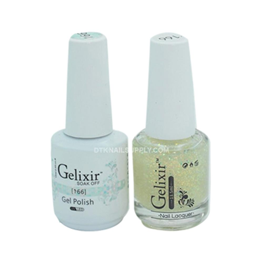  Gelixir Gel Nail Polish Duo - 166 Clear Glitter Colors by Gelixir sold by DTK Nail Supply