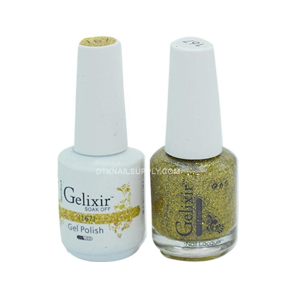  Gelixir Gel Nail Polish Duo - 167 Gold Glitter Colors by Gelixir sold by DTK Nail Supply