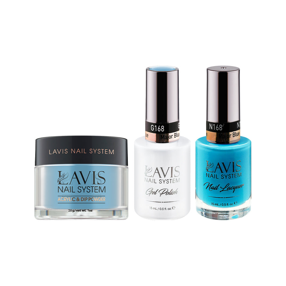 LAVIS 3 in 1 - 168 Major Blue - Acrylic & Dip Powder (1oz), Gel & Lacquer