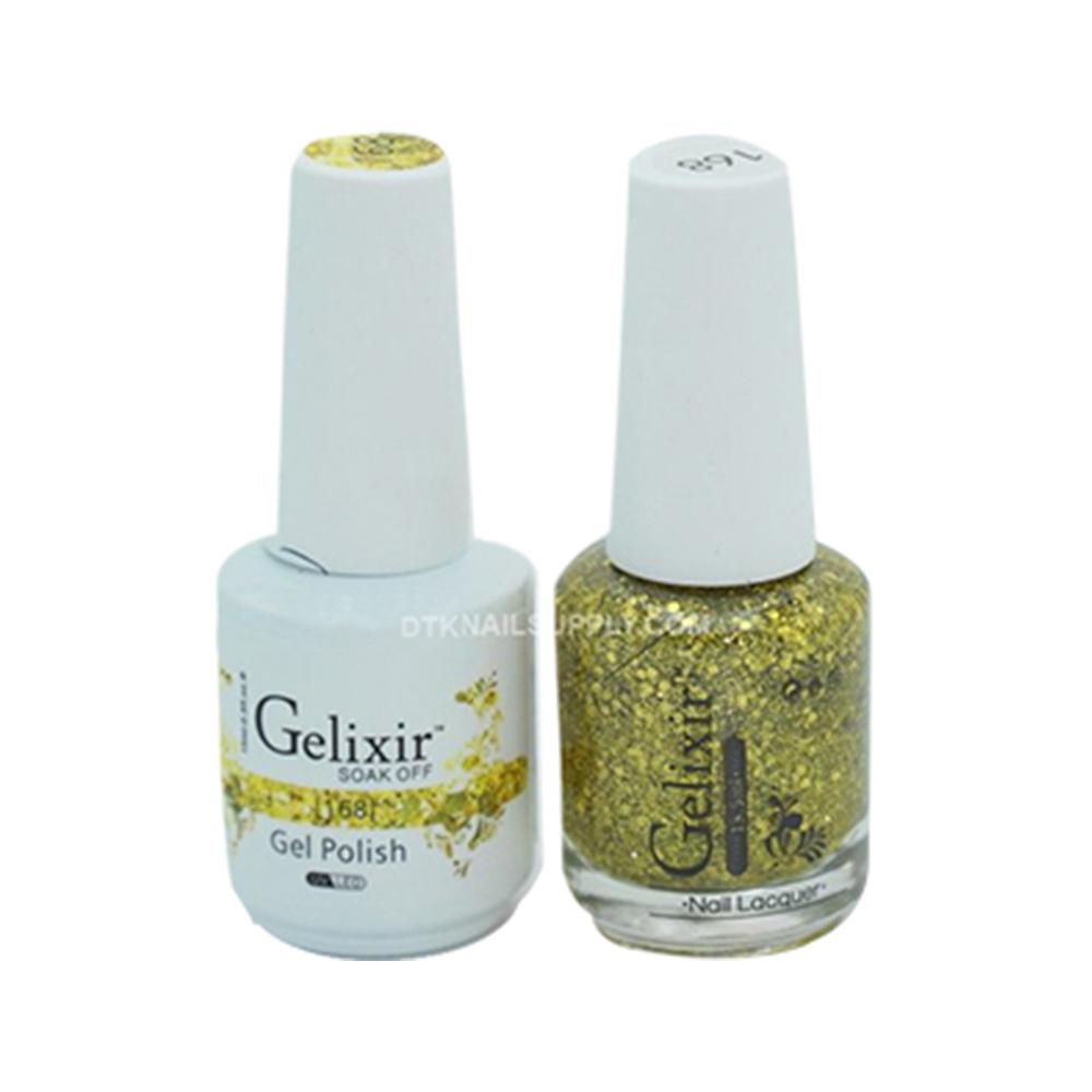  Gelixir Gel Nail Polish Duo - 168 Gold Glitter Colors by Gelixir sold by DTK Nail Supply